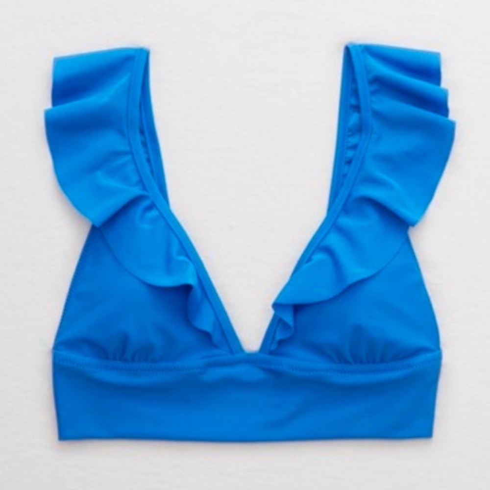 Aerie Longline Triangle Ruffle Bikini Top